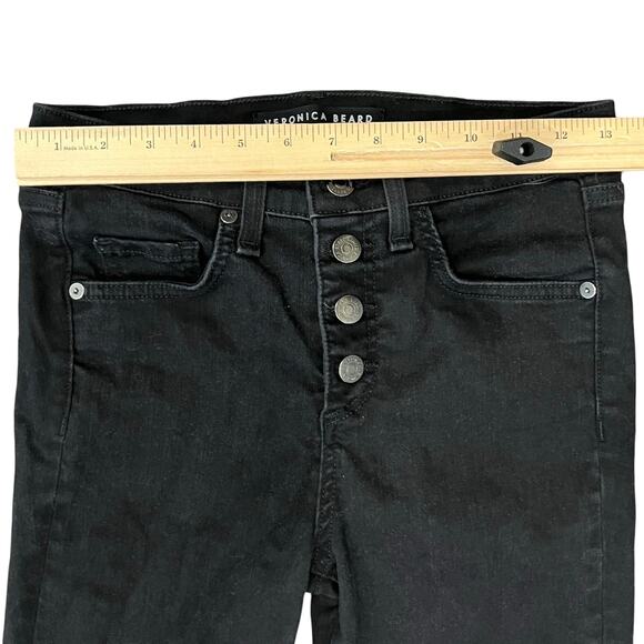 Veronica Beard Black Raven High Rise Button Fly Skinny Jeans Size 26 Denim - Picture 7 of 10